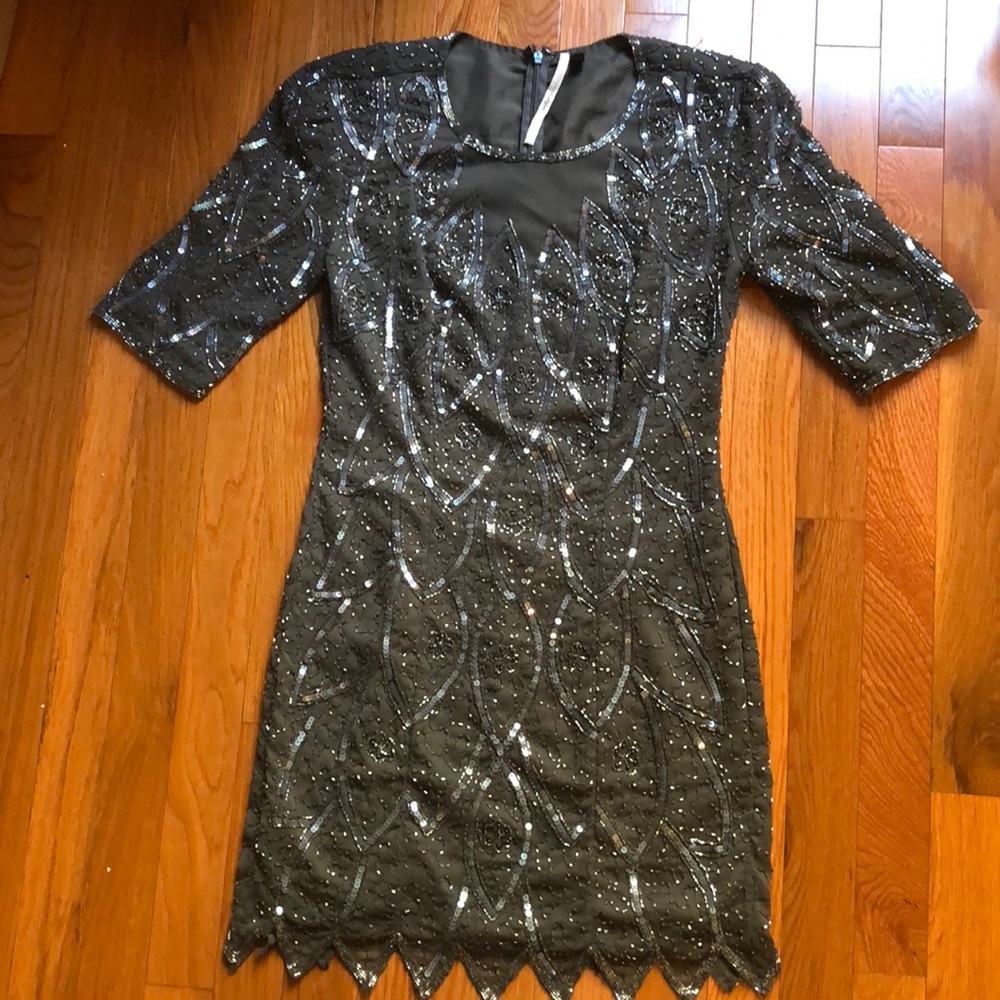 Topshop boutique grey sequined fitted dress